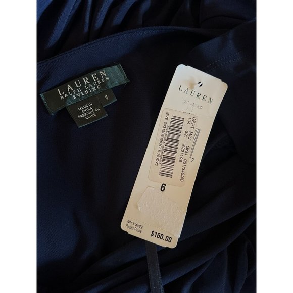 LAUREN RALPH LAUREN NEW Sz 6 Womens Navy Blue Formal Evening Gown Maxi Dress - Picture 13 of 15